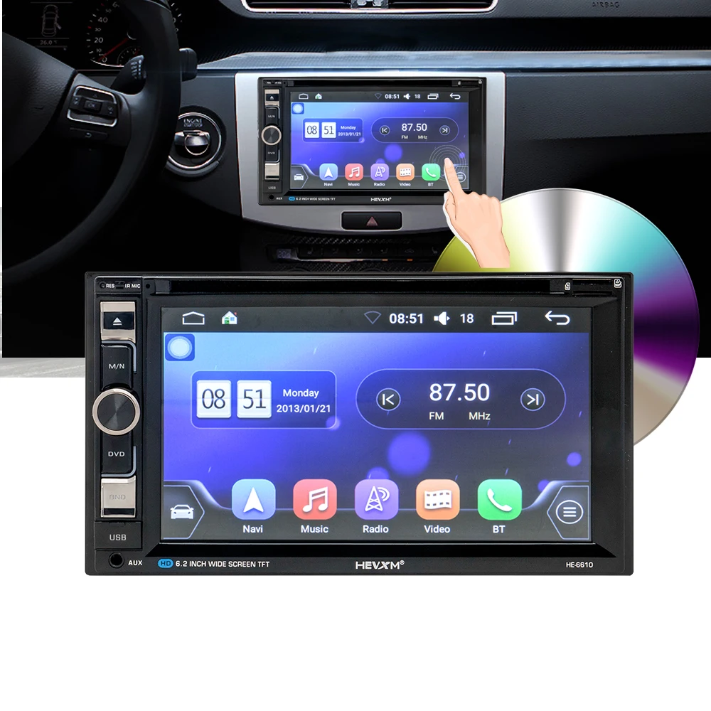 Layar sentuh pemutar Dvd mobil 6.2 inci Universal Android MP3 MP5