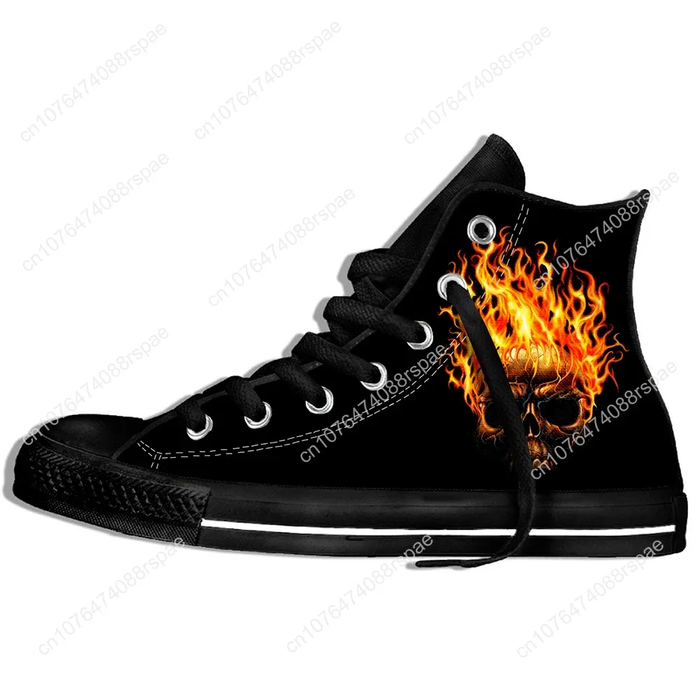 Hot Cool Skull Men/women Yellow Flame Latest Sneakers Anime Angry Hip Hop New Lightweight Shoes High Top Breathable Board Shoes