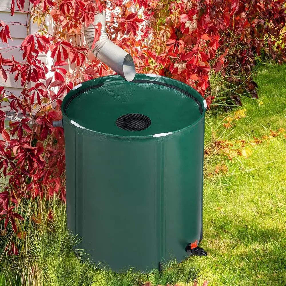 66 Gallon Foldable Rainwater Barrel, Portable Storage Tank with Filtered Spigot and Overflow Kit view 5