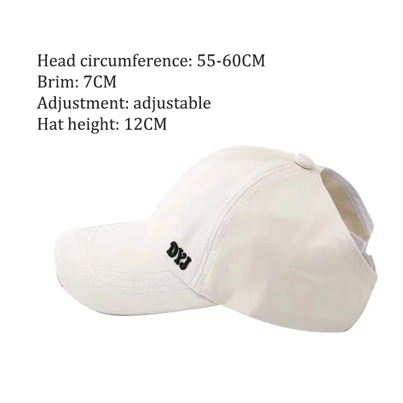 Letter Solid Color High Ponytail Baseball Cap Hollow Top Hat Women\'s Sports Golf Tennis Cap Hair Band High Bun Sunscreen Hat