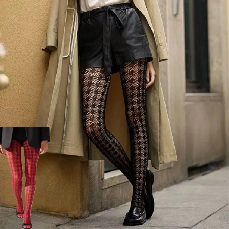 Sexy Floral Tights Sheer Openwork Jacquard Fishnet Pantyhose Women Fashion Design Stretch Mesh Stockings Elastic Leggings 1/2pcs