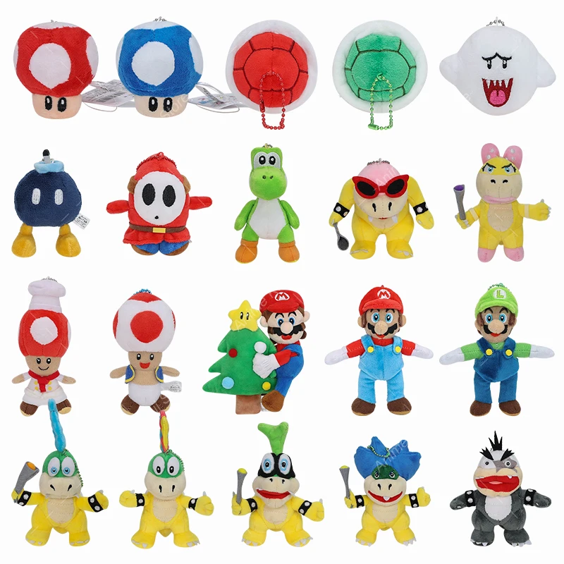 23 Styles Mario Bros Cartoon Plush Keychain Larry Iggy Wendy Koopa Troopa Bob-omb Toad Yoshi Luigi Shy Guy Small Pendant Gifts