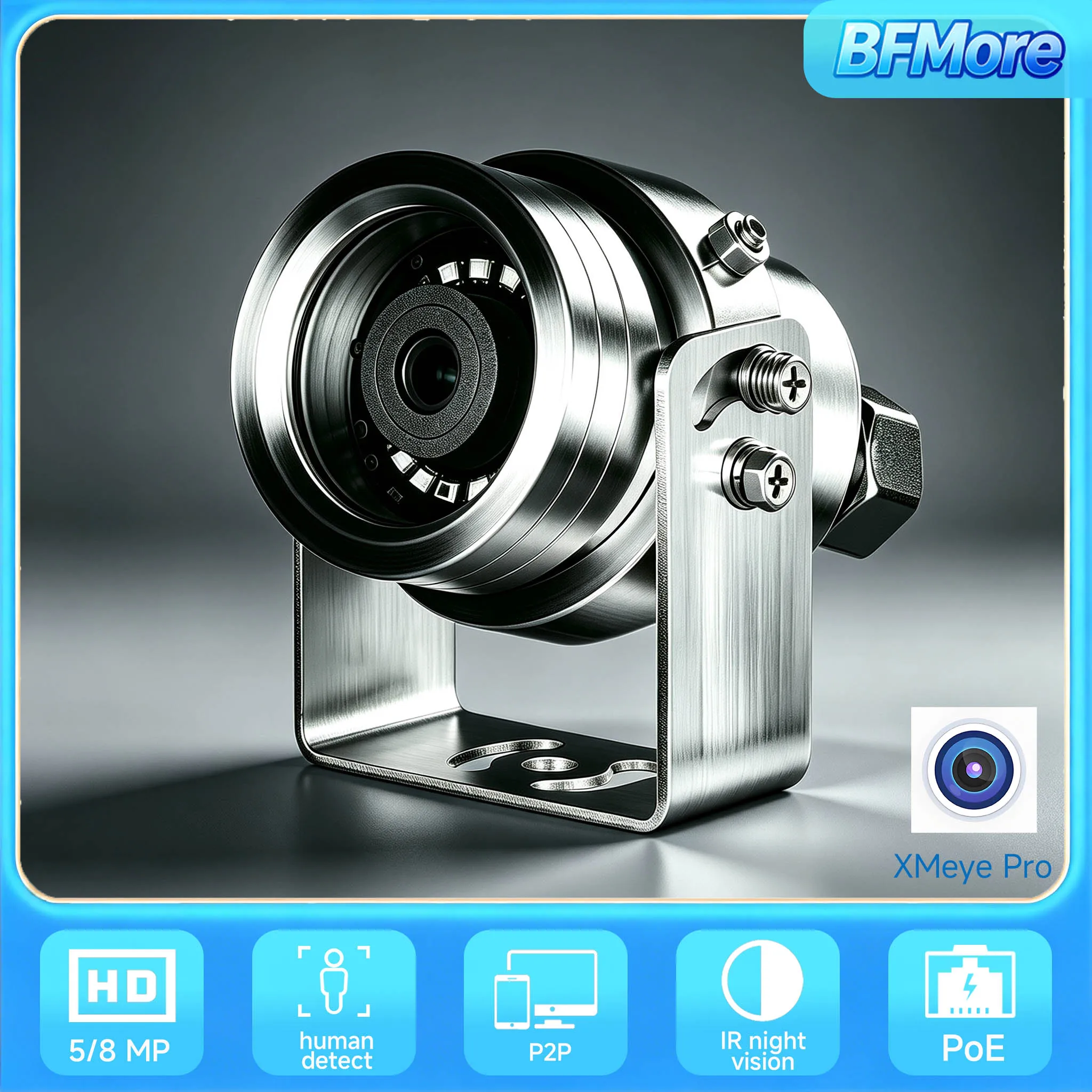 BFMore 4K 8MP, Surveillance Vedio ,POE, Security Камера 5MP ,304 Stainless Steel,Explosion-proof,Outdoor,IR 30m Night Vision