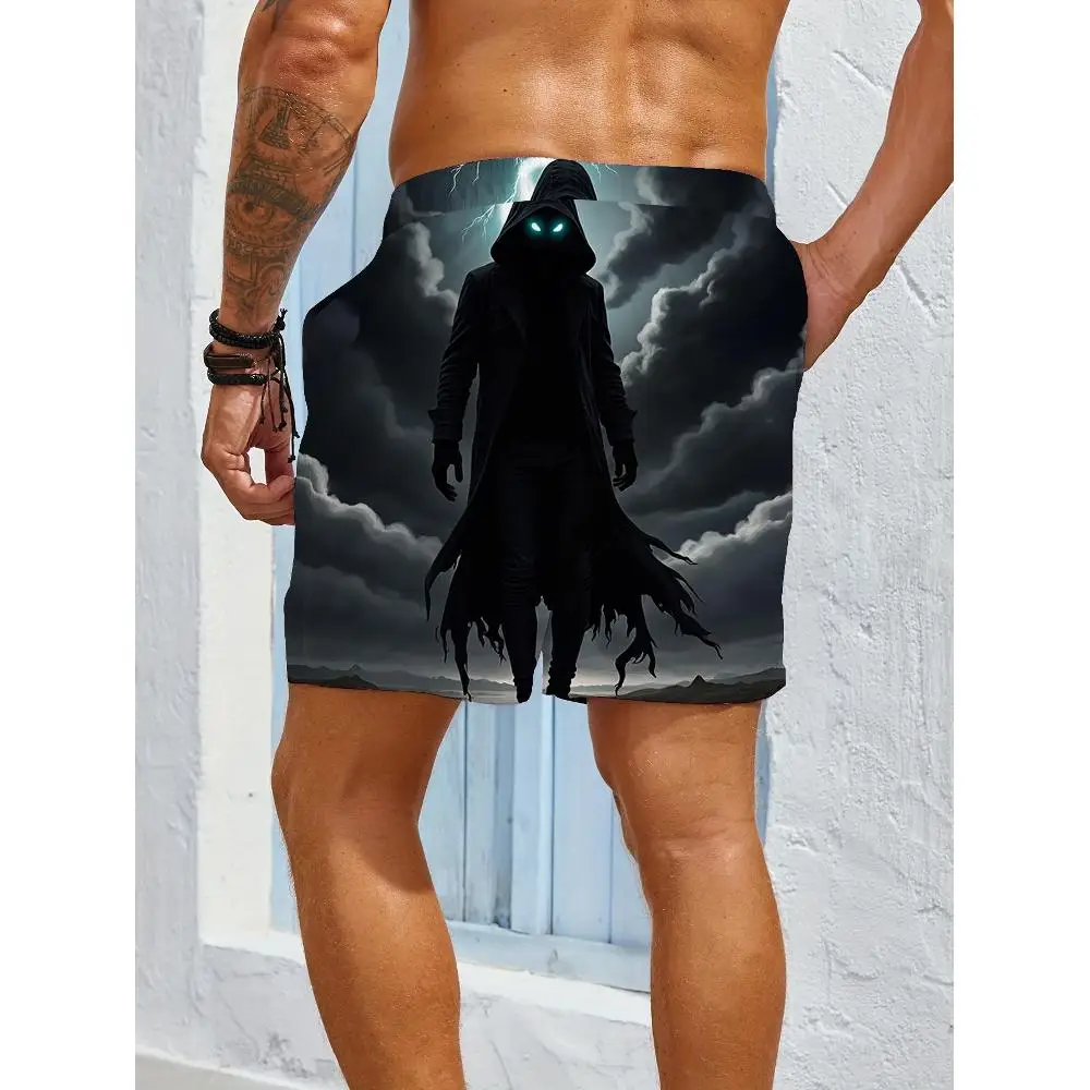 1pcs Men's Short swim trunks2026 Summer 3D Printed Short sleeve Breathable running Polyester pants for man Quick drying
