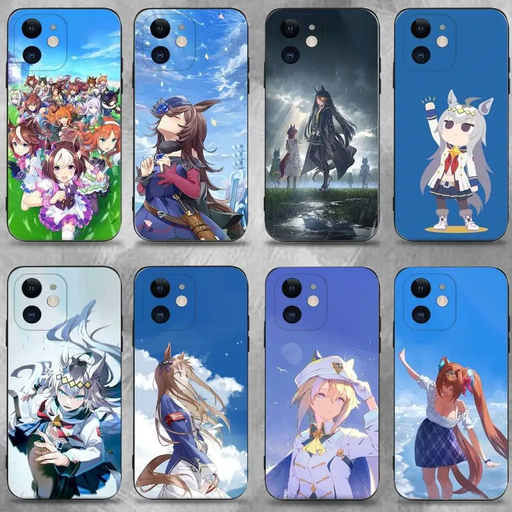 

Uma Musume Pretty Derby Phone Case For iPhone 16,15,14,13,12,11 Plus,Pro Max,XS,X,XR,SE,Mini,8,7,Soft Silicone Black Cover