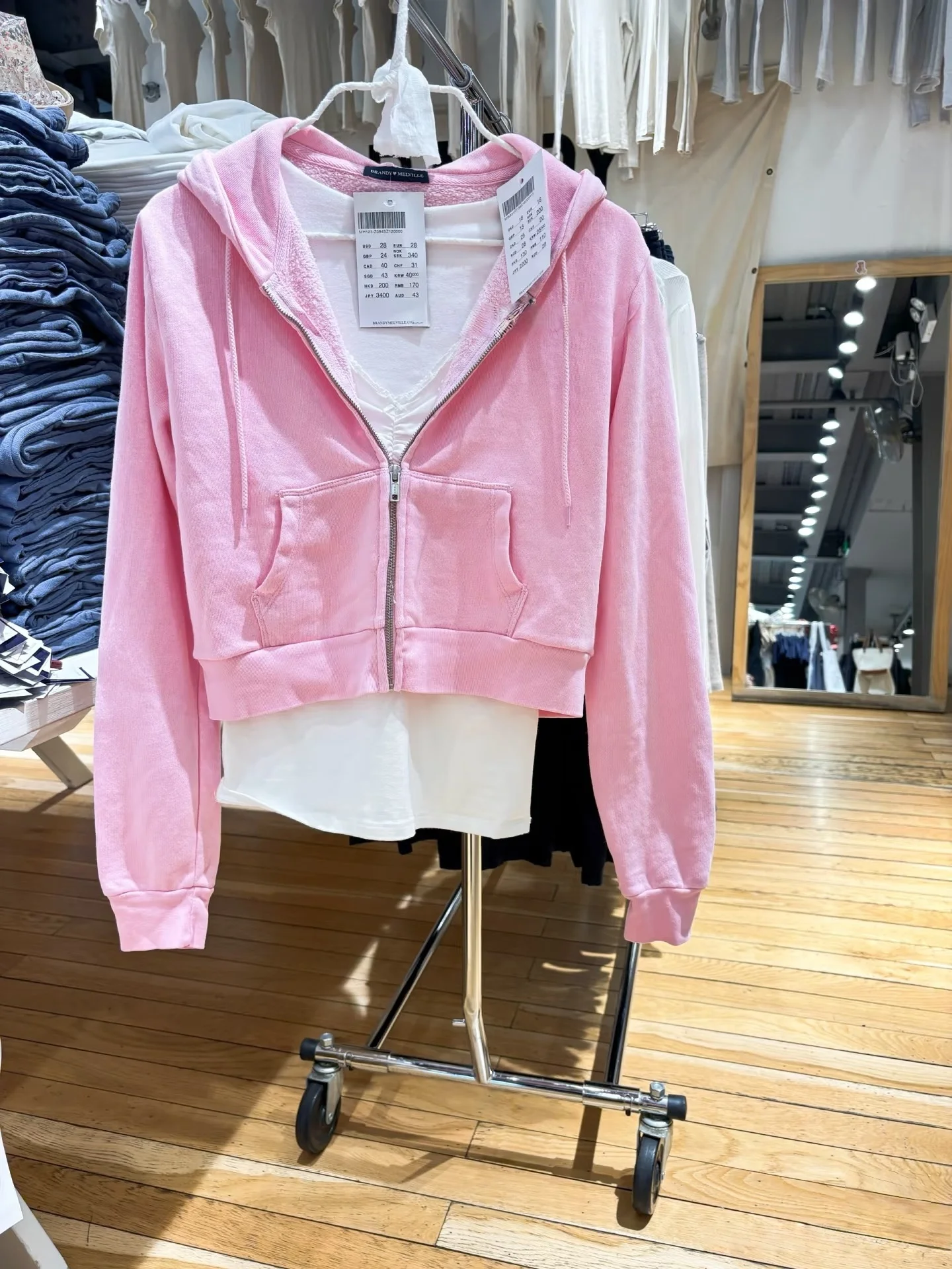 

Pink Dopa Wind Zipper Hoodie Women's Open Cardigan Casual Top Loose Fit Long Sve ort Sle Commute Sle Pure Color