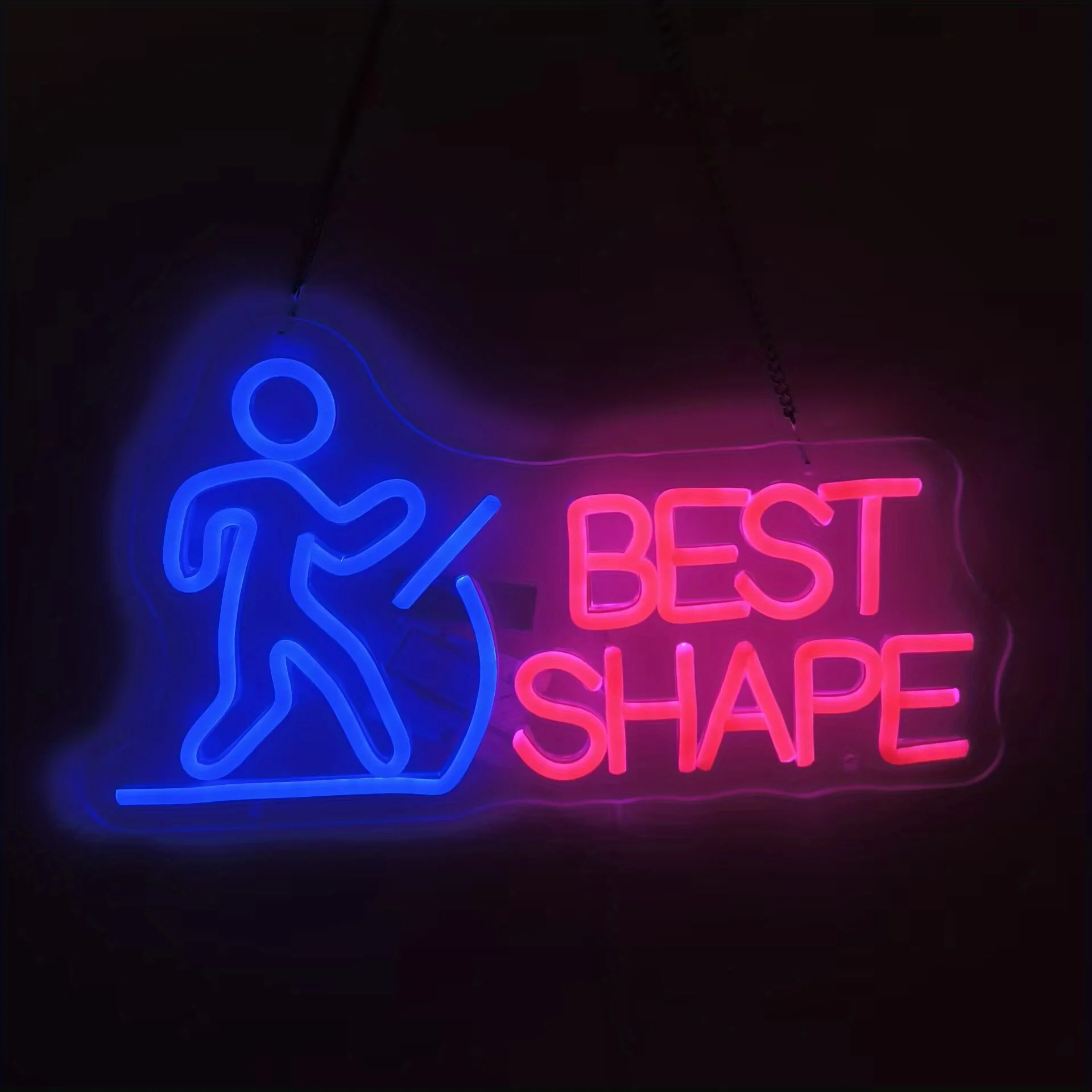 Best Shape Neon Sign LED Wall Art Hanging Chain USB Powered  Gym Fitness Room Workout Studio Motivational Sport Aesthetic Decor