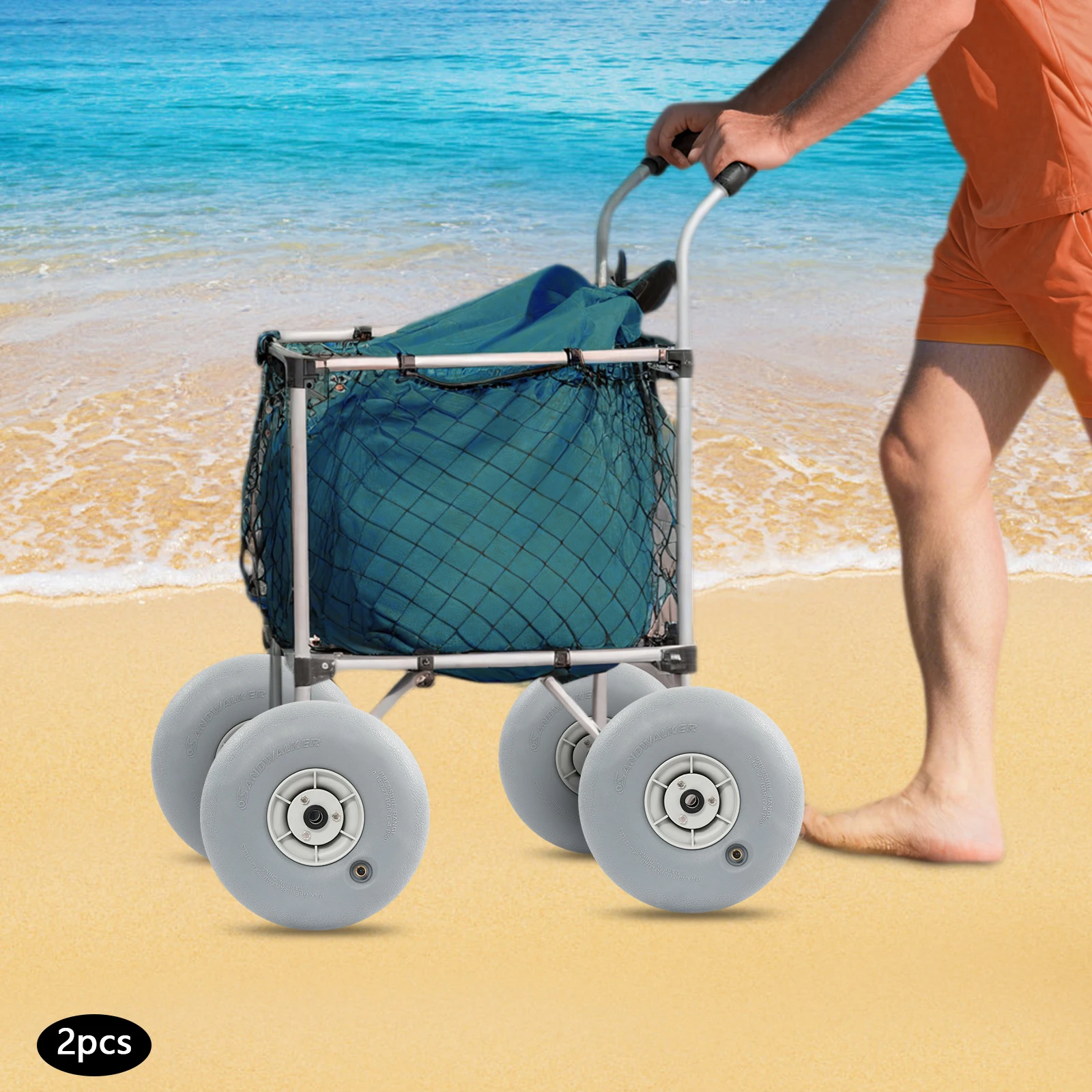 

2Pcs Balloon Beach Sand Tire Beach Cart Wheels for Triping, Camping, Fishing, and gardening