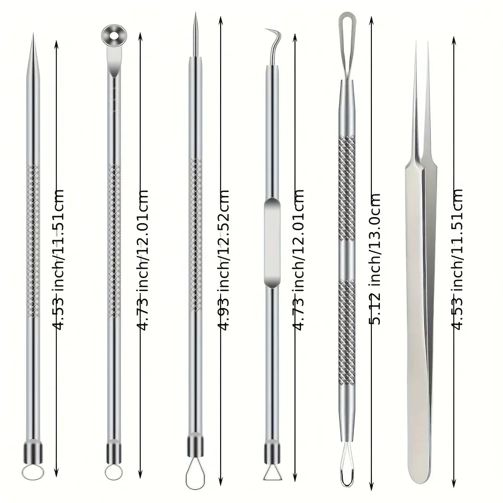 6-delige ultra-precieze puistjespincetset - Pro Acne- en mee-eterverwijderingstool - voor effectieve gezichtsverzorging en huidzuivering