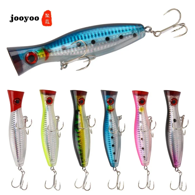 

1PCS Popper Minnow Fishing Lure 12.5cm 40g Wobbler Topwater Hard Bait Artificial Bass Trout Fishing Tackle with Treble Hooks