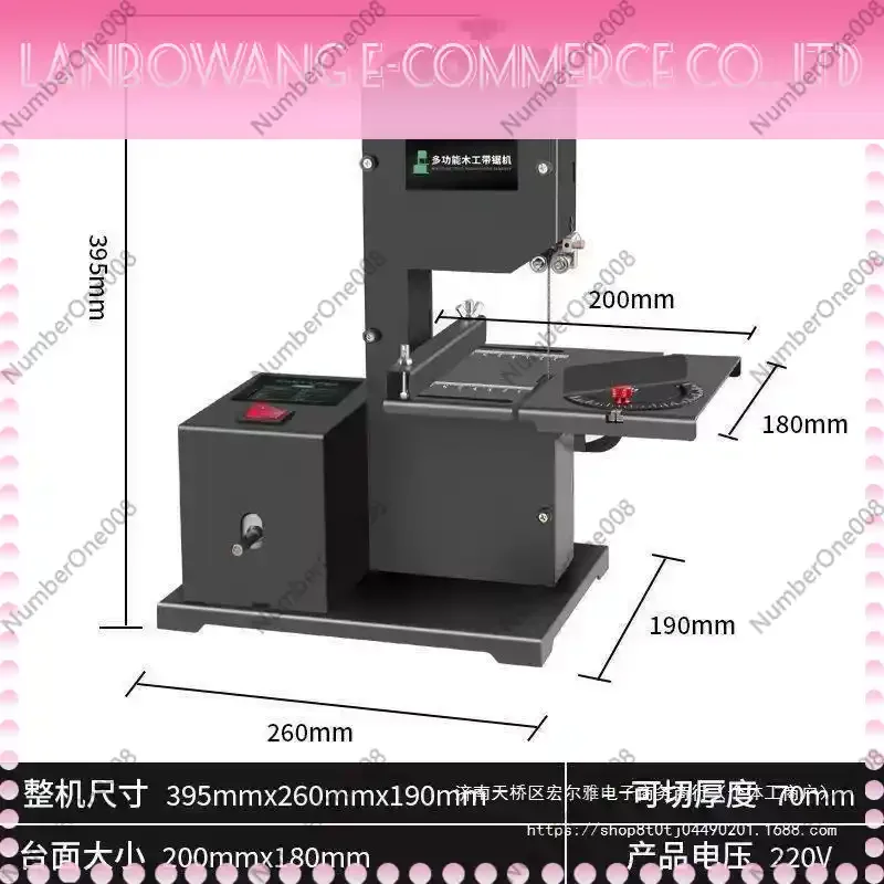 800W 220V Mini Woodworking Band Saw, Electric Curve Saw Table Machine for Wood Cutting