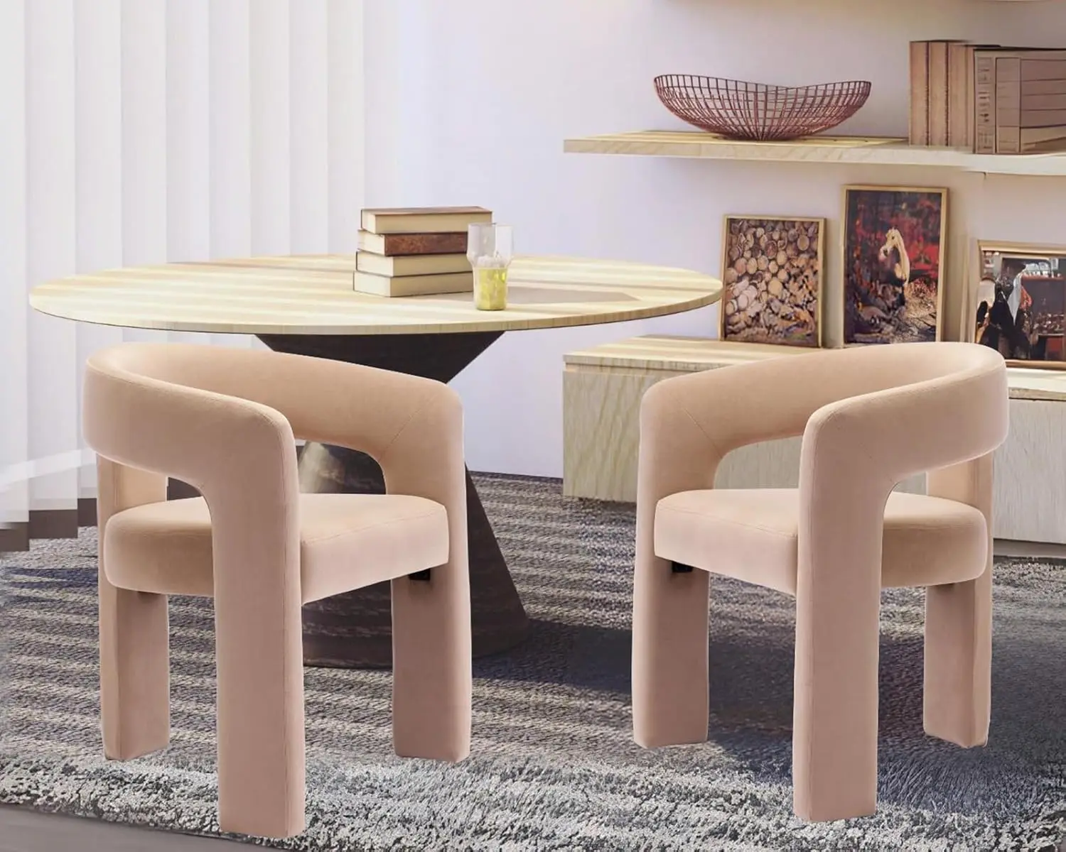

Modern Barrel Kitchen & Dining Room Chairs Set Of 2, Velvet Upholstered Accent Chairs With Arm, 18.5'' Wide Side Armchair