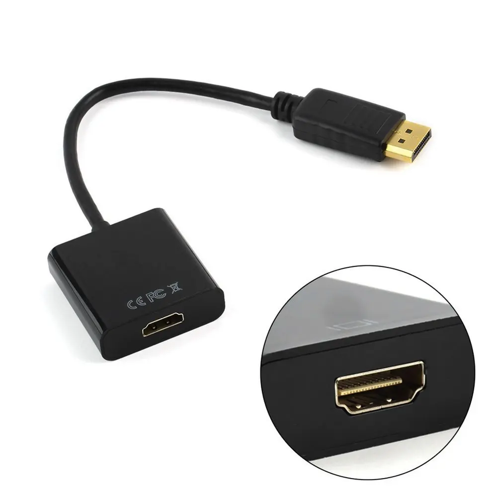 Displayport DP para HDMI-compatível cabo adaptador macho para fêmea ForLaptop PC Display Port para 1080P HDMI-compatível Cord Converter