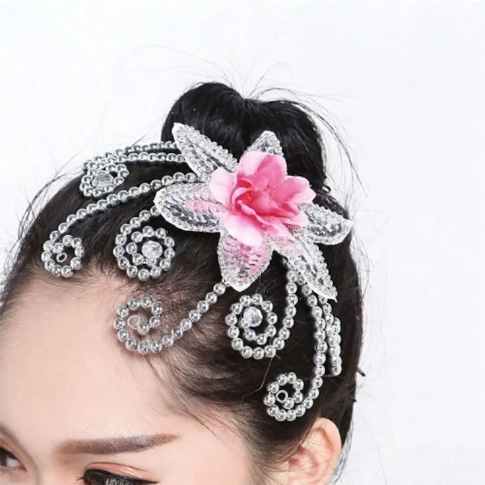 Kristallblumen-Tanzkopfschmuck im Chinesischen Stil Klassisches Design Bühnen-Kopfschmuck Braut-Haarschmuck – Detail 7