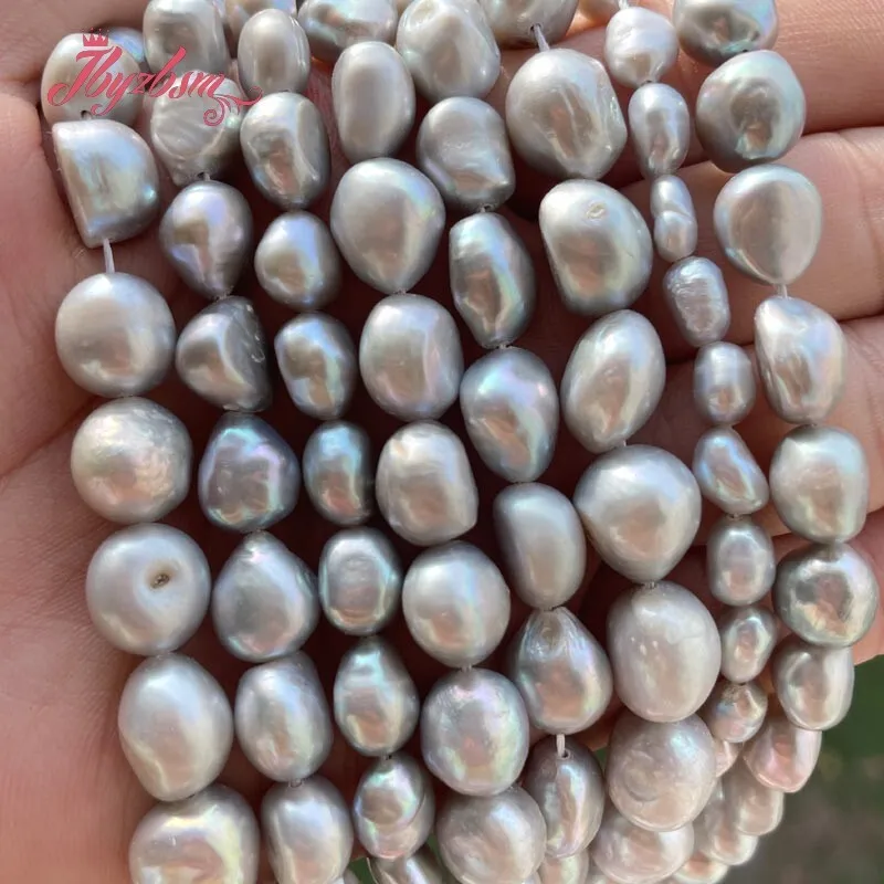 Natural Potato Beads High Quality Punch Gray Freshwater Pearl Beads for DIY Elegant Necklace Bracelet Earring Jewelry Making 15\