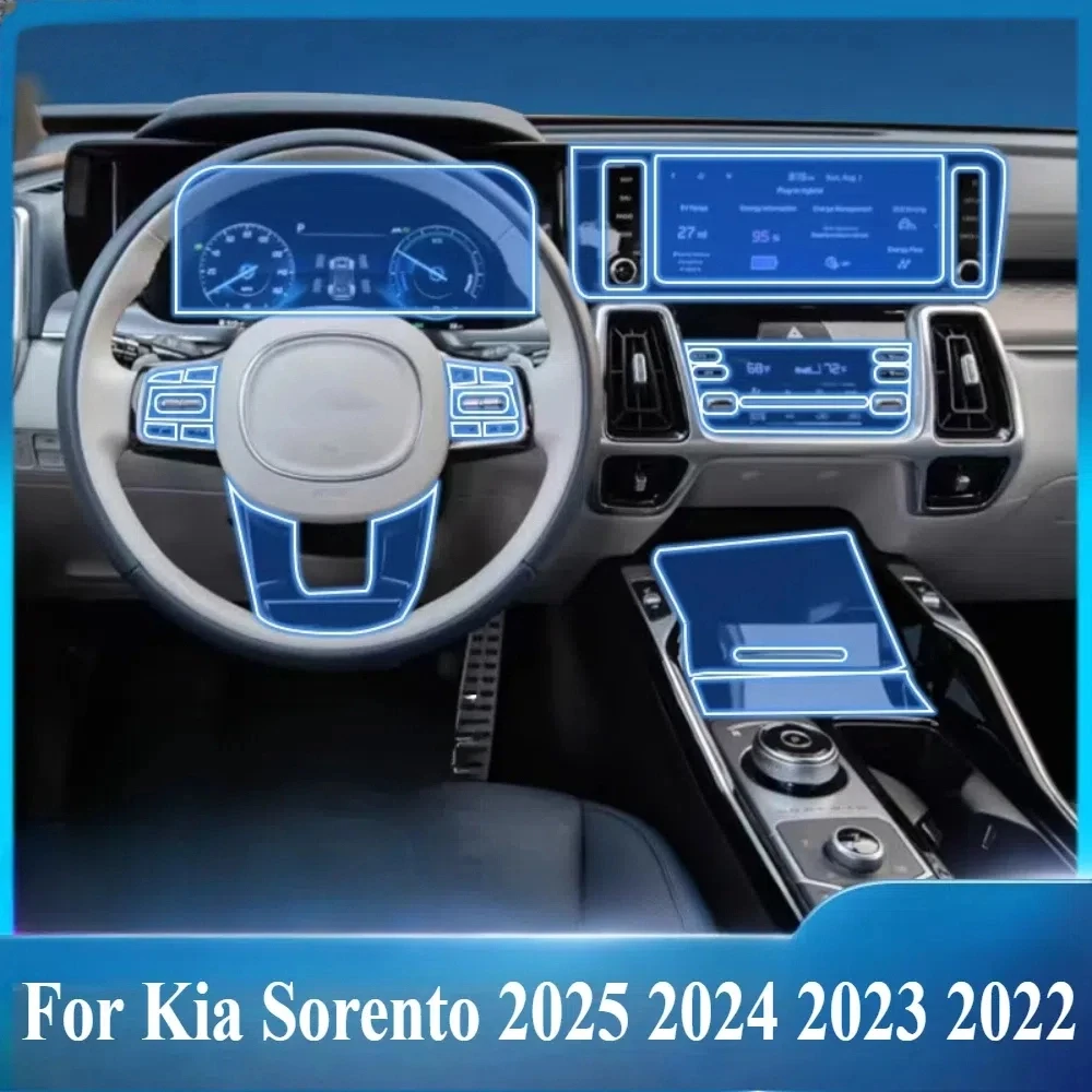 

For Kia Sorento 2025 2024 2023 Accessories Interior Film Transparent TPU Gear Panel GPS Center Console PPF Protection Sticker