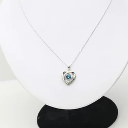 1Set Wholesale Price Aquamarine Blue CZ Gemstone 925 Silver Women Necklace