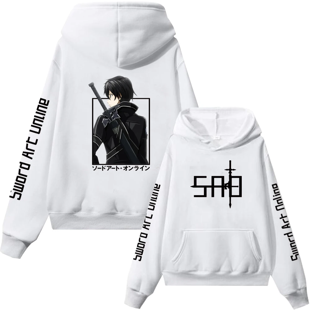 Anime Sword Art Online Couple Hoodie Kirito And Asuna Men Women Sweatshirts Harajuku Long Sleeve Fleece Warm Hooded Pullover