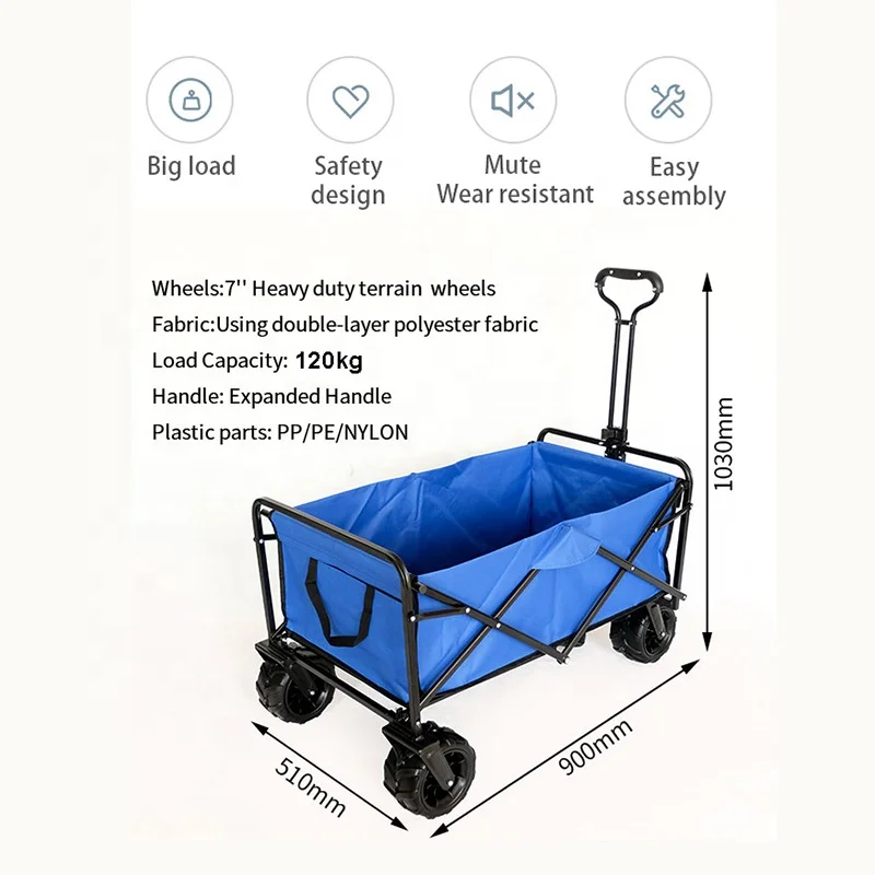 Outdoor Camping Folding Wagon Stroller for Kids Heavy Duty Folding Collapsible Wagon Hand Garden Camping Garden Wagon