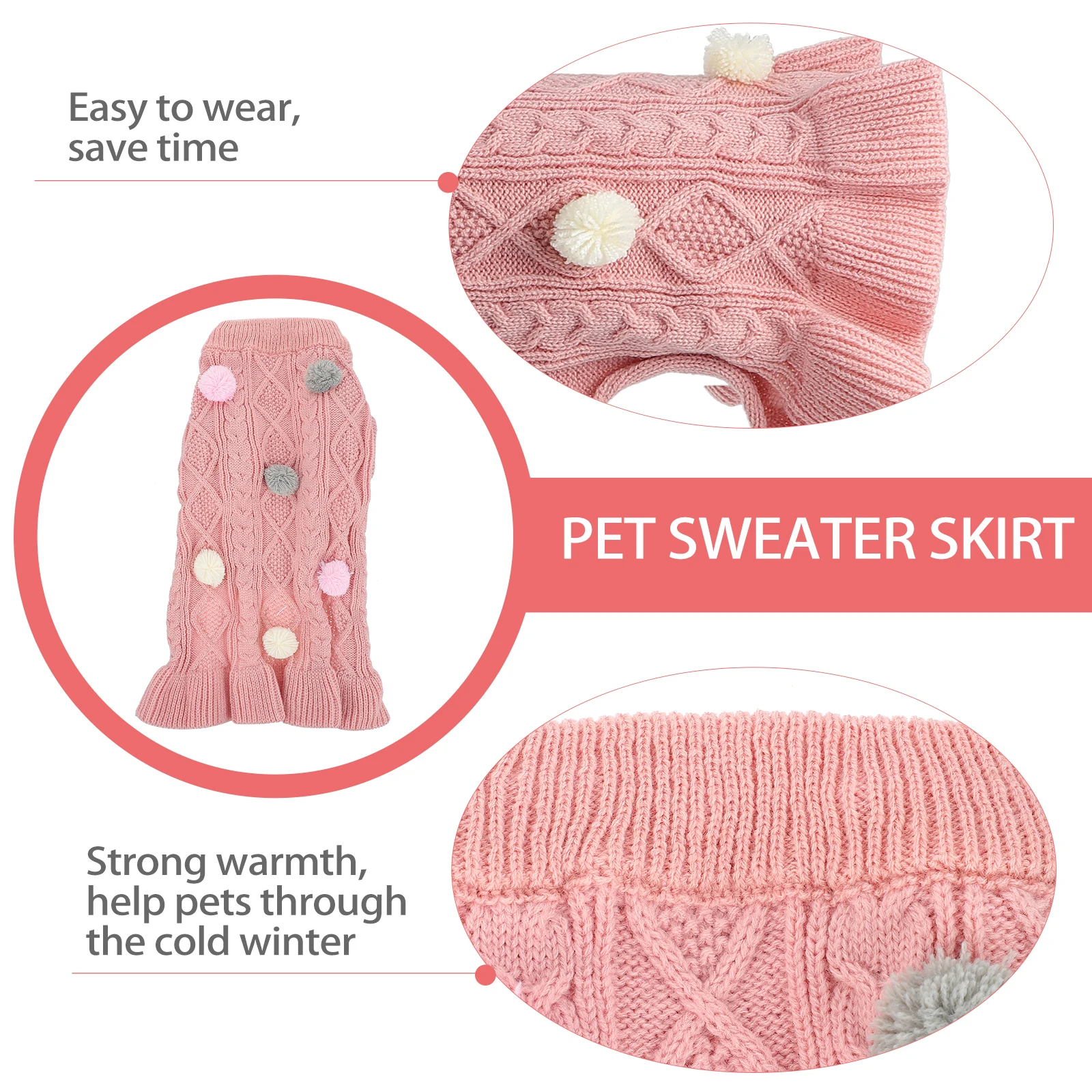 

Pet Sweater Skirt Dogs Cats Winter Knitted Clothes Skinfriendly Reusable Perfect Gift Birthday Party Cosplay Christmas Adorepet