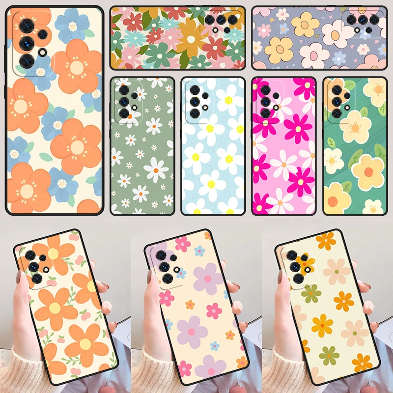 Groovy Pastel Flowers Bloom Daisies For Samsung A52 A72 A73 A20e A21S A50 A70 A11 A12 A42 A31 A40 A51 A71 A32 A80 A91 Phone Case