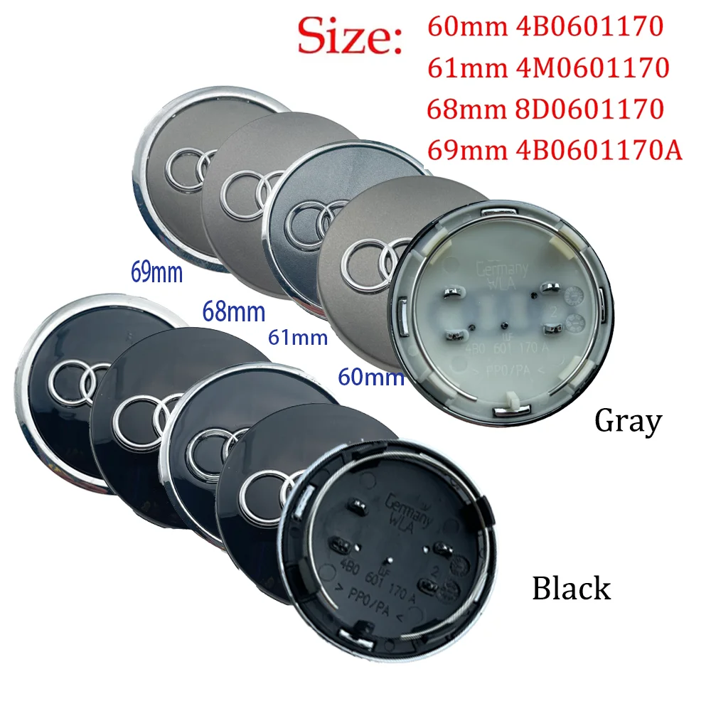 4pcs 60mm 61mm 68mm 69mm Car Styling Wheel Center Cap Hub Covers Badge 4B0601170 for Audi A3 A4 A5 A6 A7 A8 S4 S6 Accessories