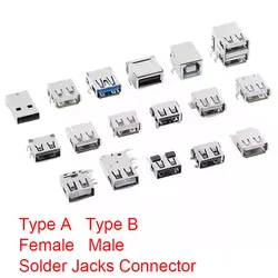 10pcs Usb Type A Standard Port Female Male Solder Jacks Connector Pcb Socket Type B usb connector 90 Degree Horizontal Straight