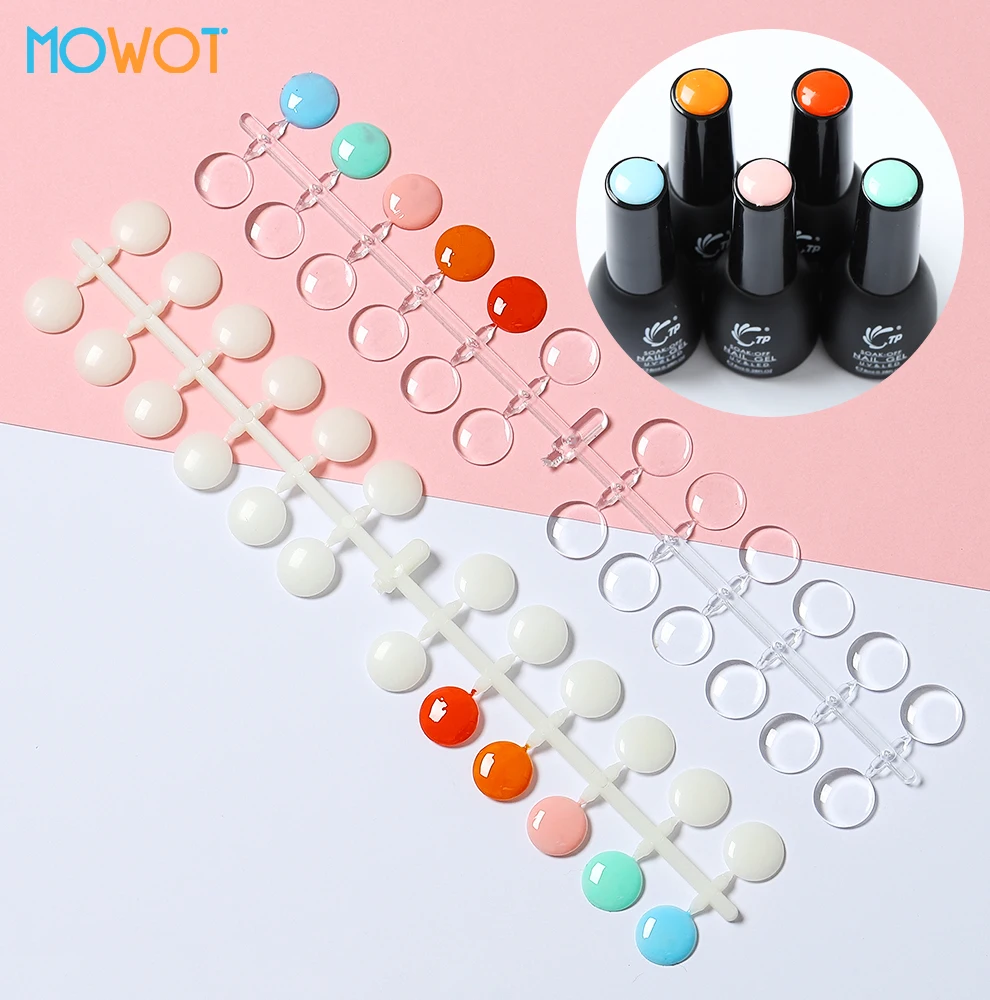 MOWOT 120pcs Nail Polish Display with Stickers Nail Color Table Acrylic UV Gel Polish Nail Capsule Sample Flat Back Color Card