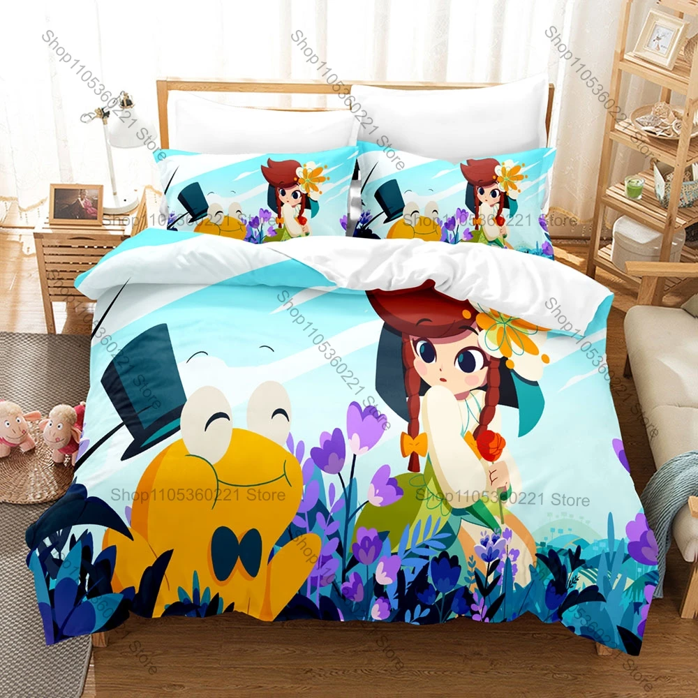 Cris Tales Bedding Set Includes Duvet Cover 2 Pillowcases Hand Drawn Time Magic JRPG Crisbell Fantasy Game Bedroom Decor Gamers