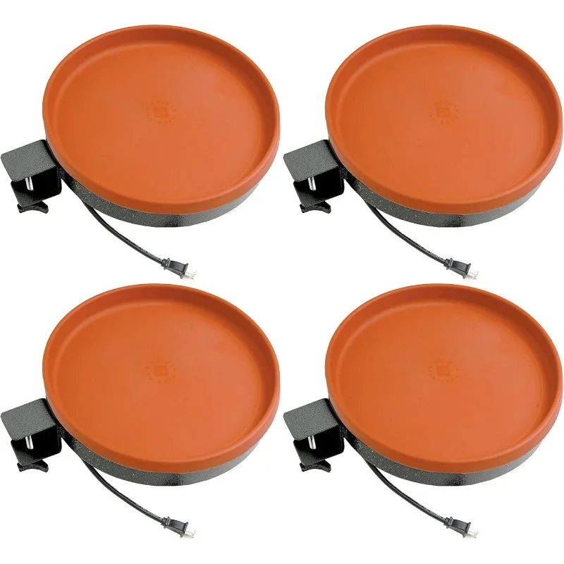 Outdoor 14-Inch Heated Birdbath with 3 Mounting Options, 75 Watts, Terracotta (4 Pack)