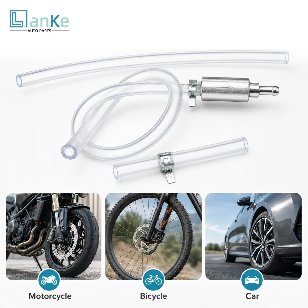 Motorcycle Brake Bleeder Hose Kit One Way Check Valve Clutch Hydraulic Fluid Bleeding Tool Fuel Line Tube for Car Bike Repair