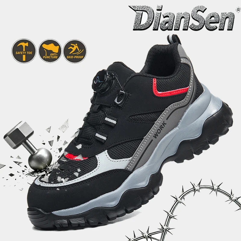 Bottes et chaussures de travail pour hommes, chaussures de sécurité Anti-écrasement indestructibles, baskets légères et respirantes, chaussures de randonnée décontractées toutes saisons