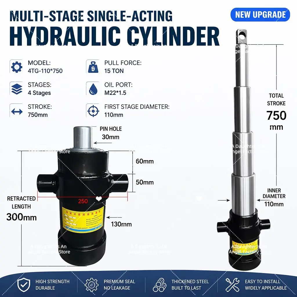Multi Stage Hydraulic Cylinder with Earring for Dump Truck Lift Platform