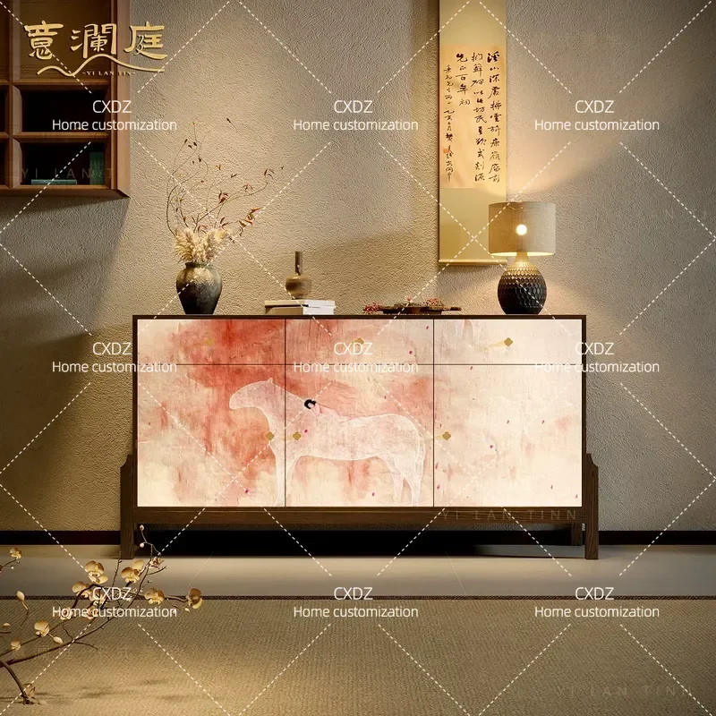 Song-style painted white horse solid wood chest cabinet, living room entrance entrance storage, dining side cabinet, bedroom,