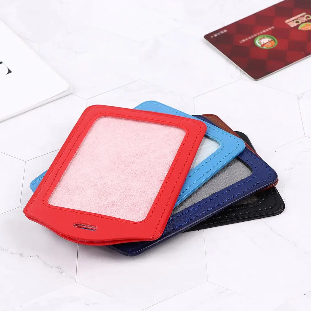 Holes Clear Cortical File PU Imitation ID Holder Bus Card Sets Badges Case Card Sets