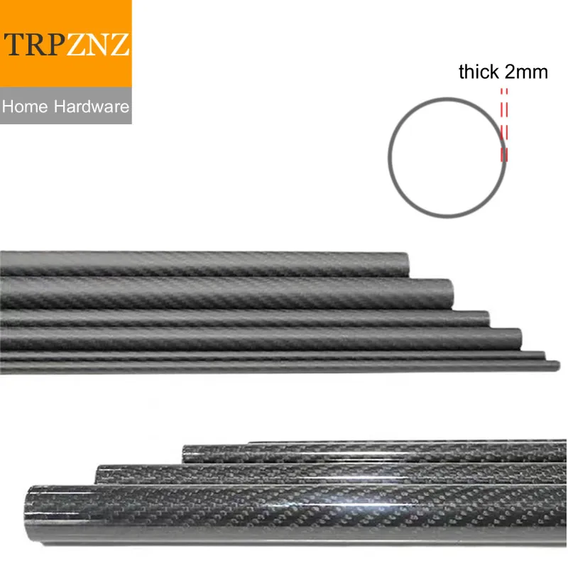 3K Carbon Fiber Tube Pipe Matte and Bright Surface 2mm Wall Thickness 7-54mm OD Corrosion Resistant for Bicycle Frames