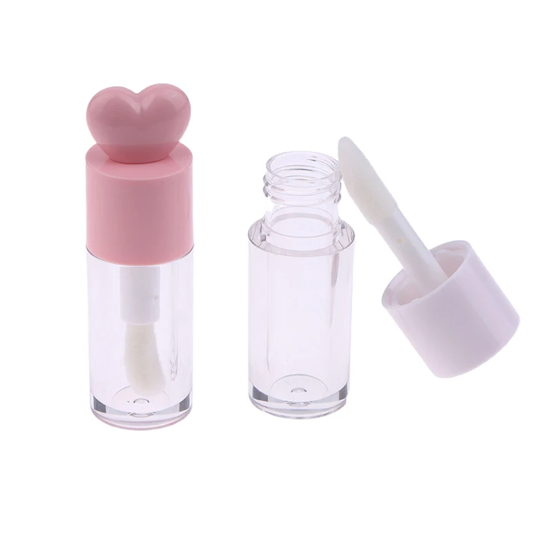 Tubes de baume à lèvres cylindriques vides de 4ml, avec baguette, bouteille de rouge à lèvres rechargeable, mignon et créatif en forme de cœur, Tubes de brillant à lèvres transparents