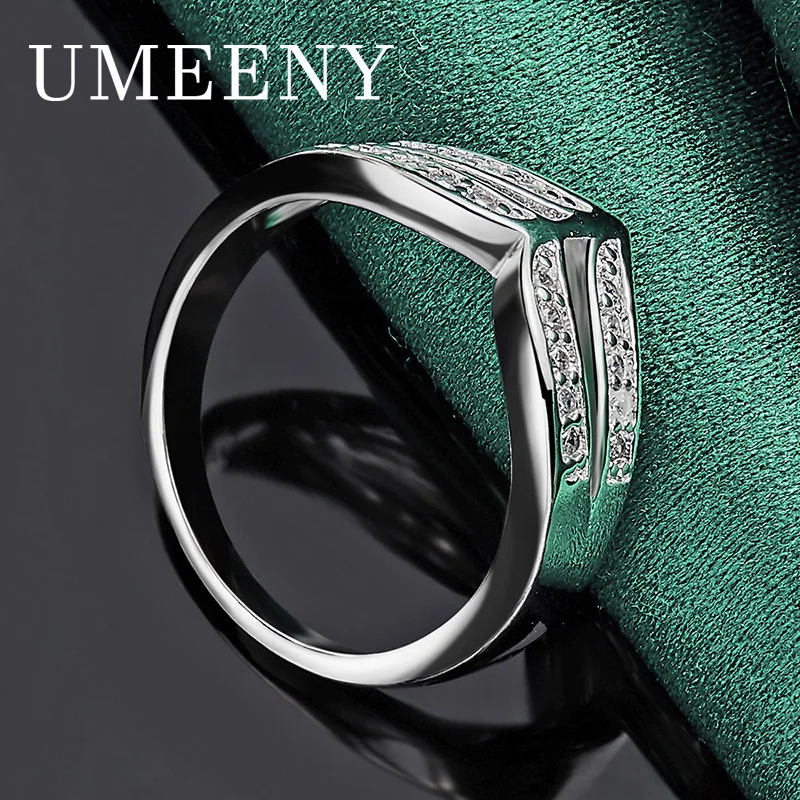 

Charm 925 Sterling Silver 7/8/9/10 Exquisite Double Row V Shaped Zirconia Ring Women's Accessories Party Wedding Jewelry Gift