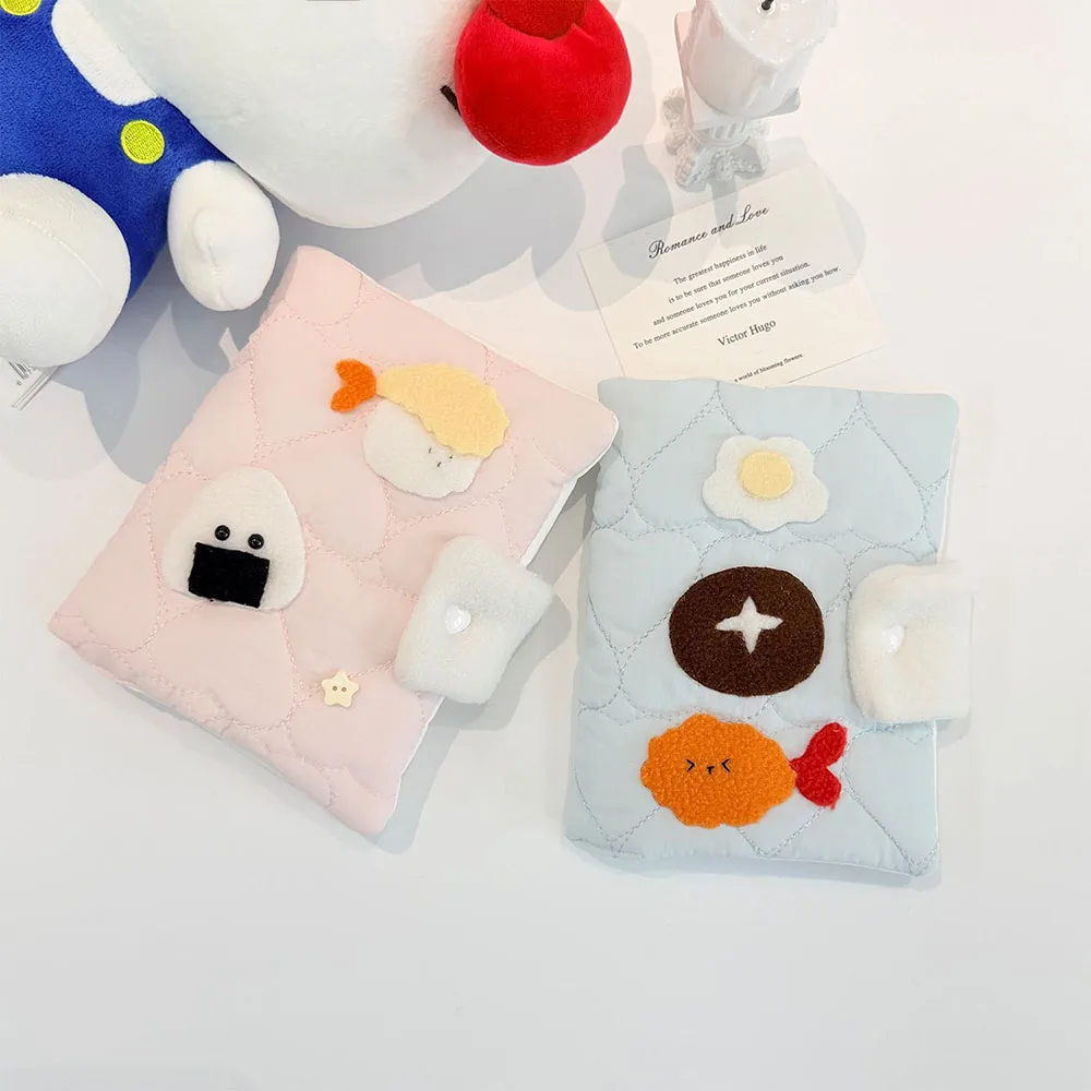 Cute Felt Rice‑Ball Quilted Notebook Cover, Japanese‑Food‑Themed A5/A6 Book Sleeve, Padded Journal Stationery Gift