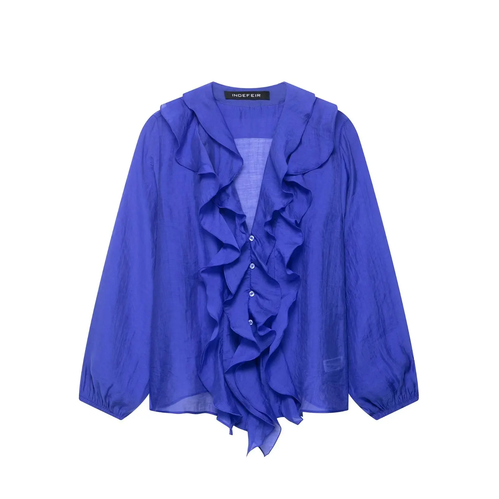 

Women Fashion 2025 Summer Stacked Shirts Casual Slim Long Sleeve Y2K Oversize Top V Neck Puff Sleeve Blouses Chic Tops
