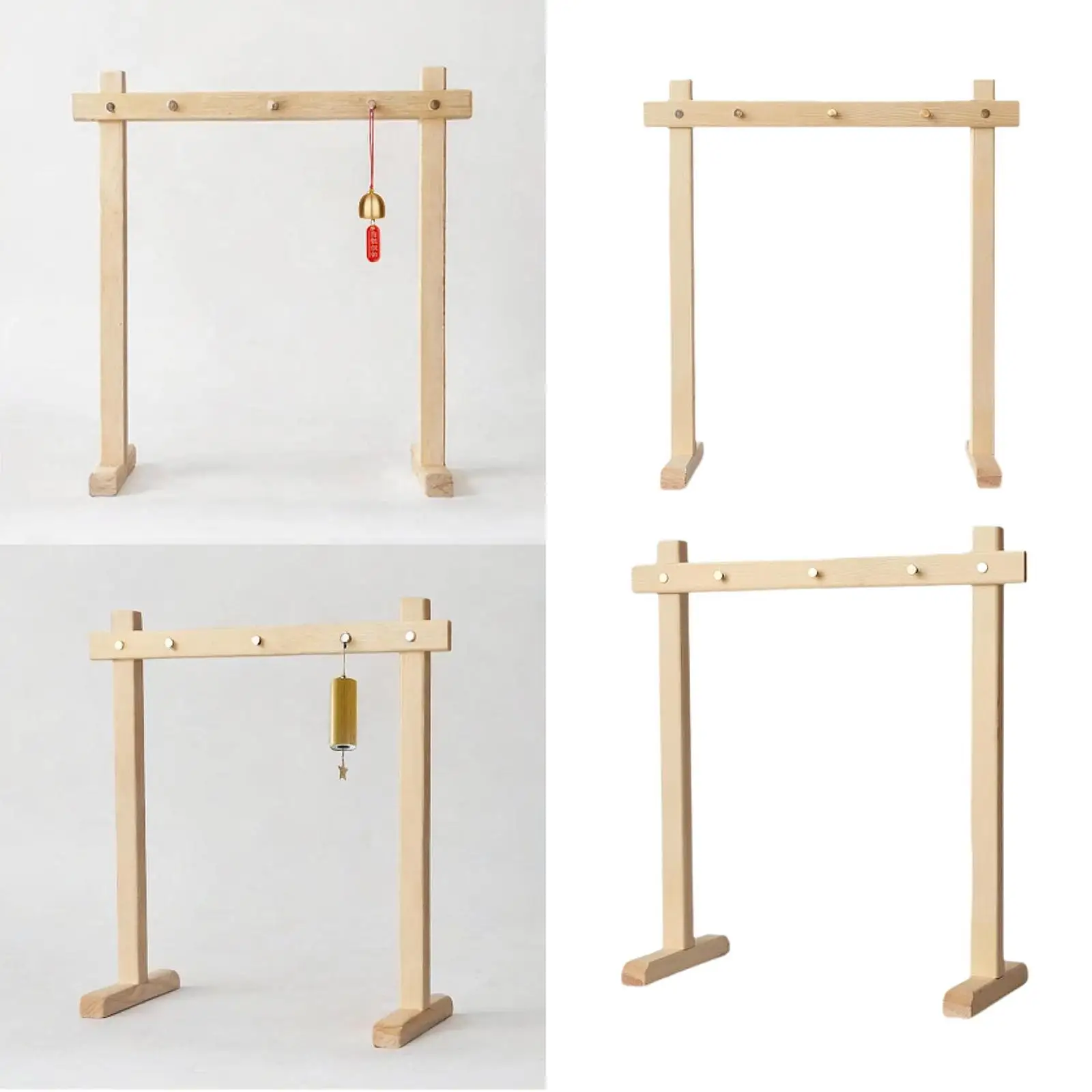 Wooden Chime Stand Tabletop Wind Chime Holder Multipurpose Gong Stand Home Decoration for Tea Room Bedroom