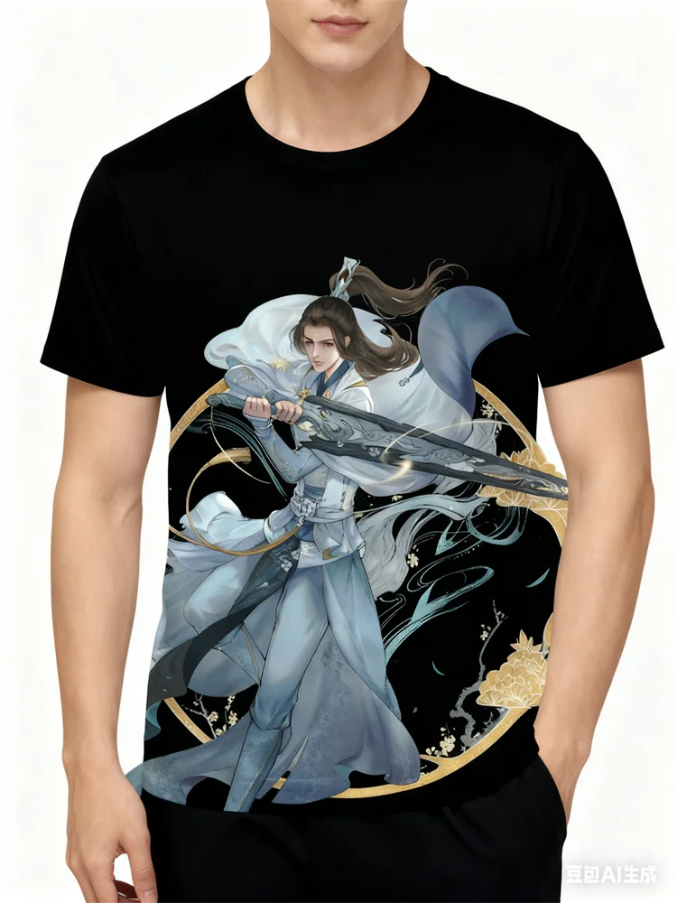 

3D Anime Character Printed Men's T-shirt Casual Fashion Crew Neck Loose Short Sleeve Tops Daily Hip Hop Trend Unisex Clothing
