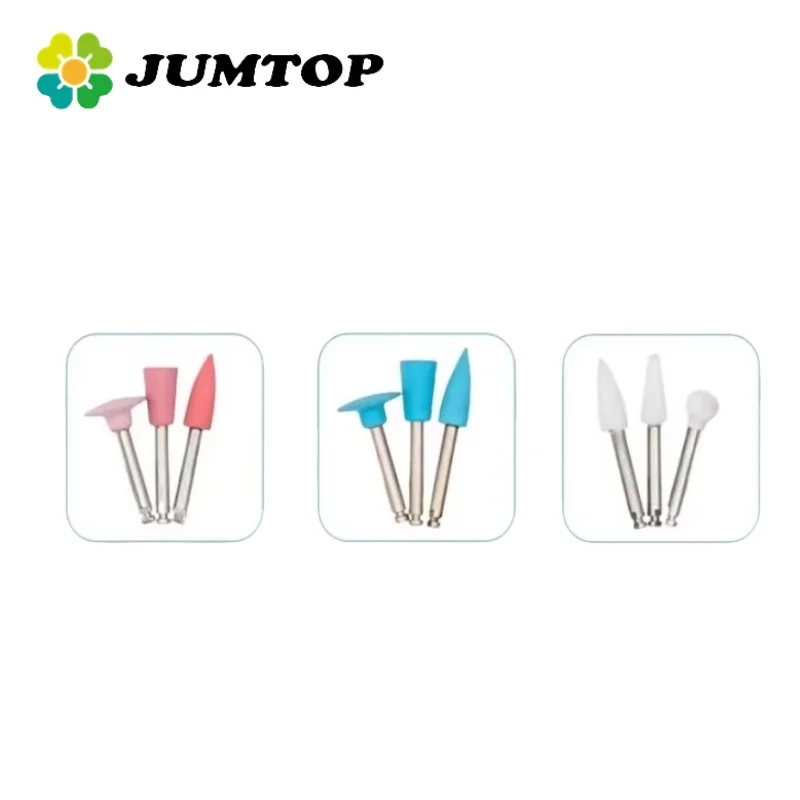 JUMTOP 9Pcs Dental Composite Polishing Kit Resin Gring Head for Low Speed Handpiece Rubber Teeth Polishing Bur