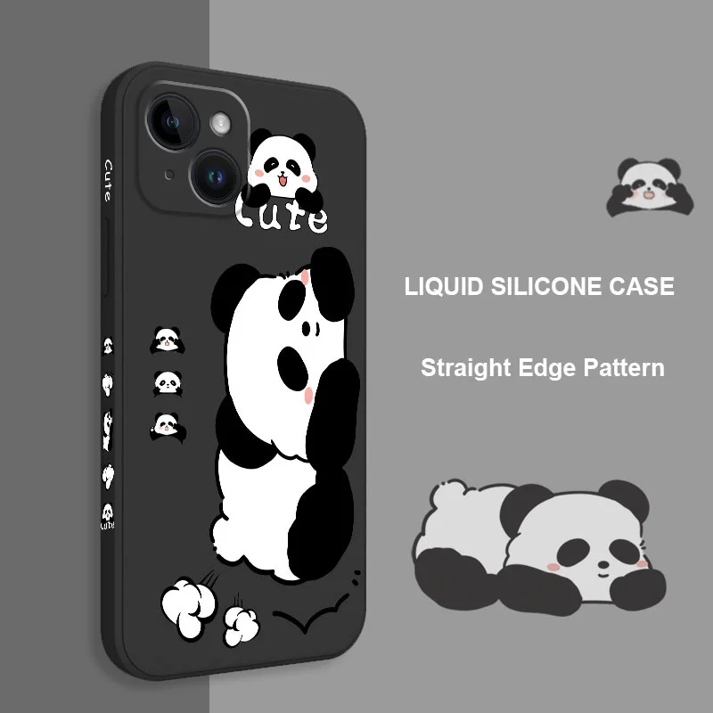 Sleeping Panda Phone Case For iPhone 16 15 14 13 12 11 X XR XS Plus Pro Max Mini Silicone Cover