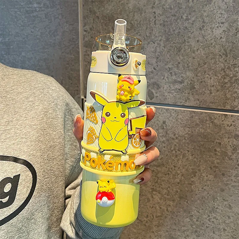 

New Cartoon Pokémon cup With straw Chip Lovely Gift
