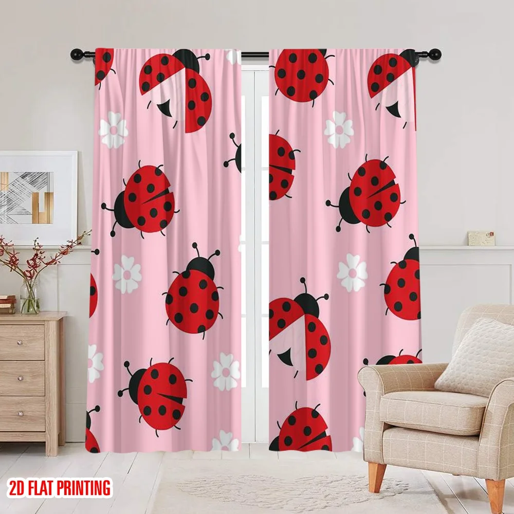 2 قطعة ، 2D طائرة الطباعة نمط الستائر الخنفساء موكب البوليستر سهلة التركيب (بدون قضيب) الهدايا Ldeal لغرفة النوم غرفة المعيشة
