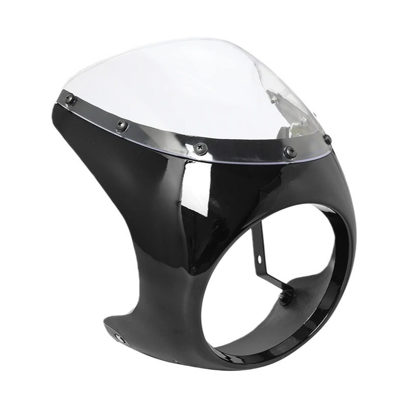 Bright Black Retro Motorcycle Modification Head Cover Air-Guide Sleeve Large Lampshade Pig Head Cover Coffee