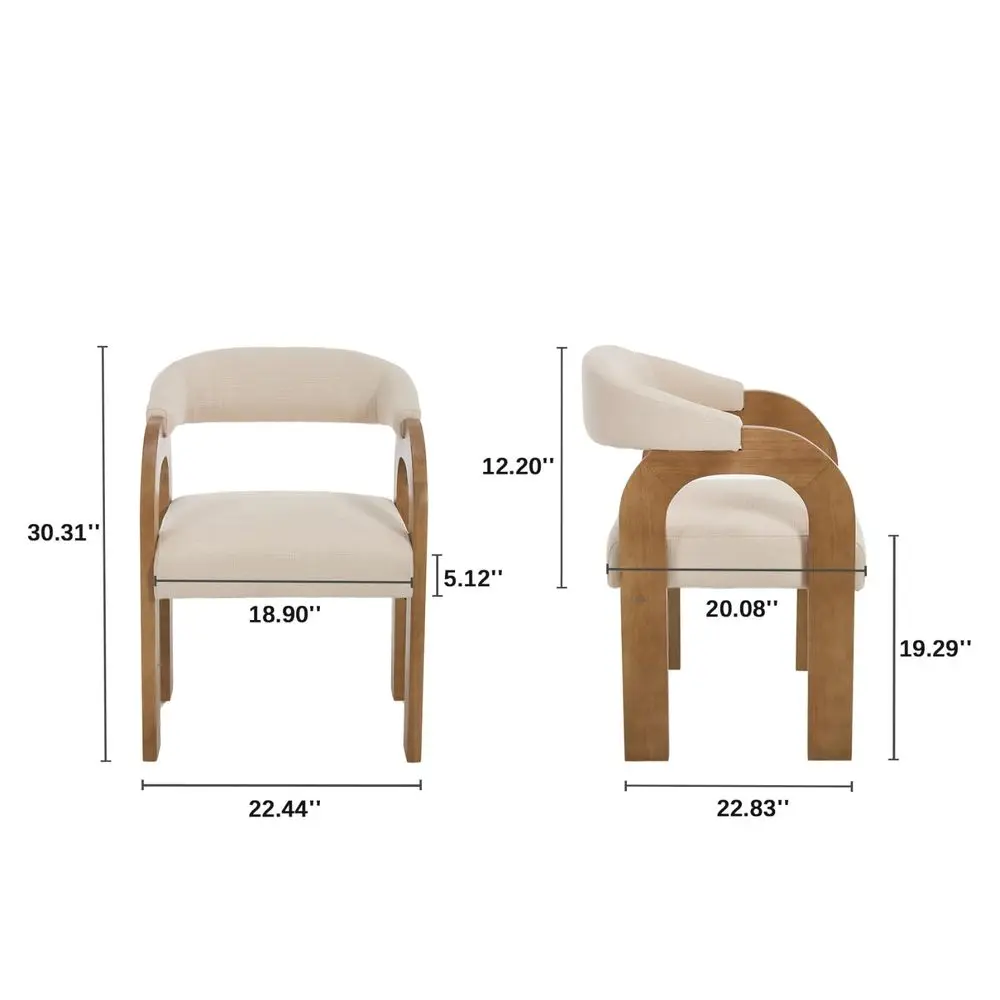 

Dining Chairs Set of 4 holstered Armchairs with Linen Cushions amp Curved Wooden Arms, Barrel Wood Kitchen Chairs for Dining