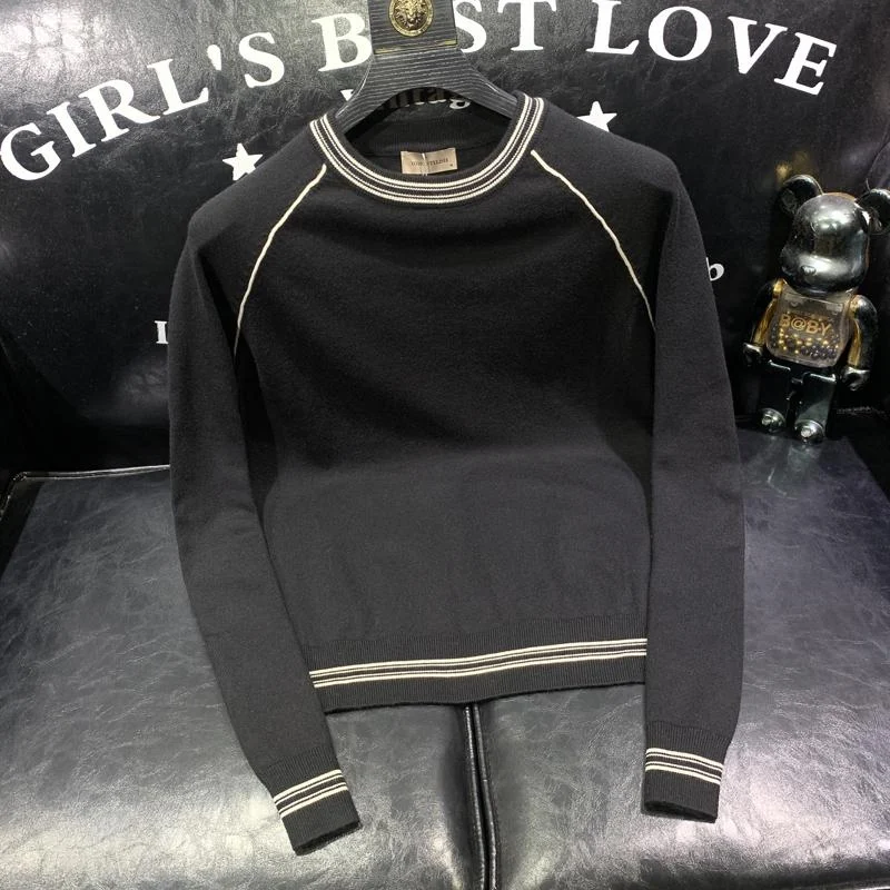 

Модный мужской вязаный свитер с длинными рукавами, в полоску, с цветными блоками, зимний, из мягкого полиэстера, молодежный, повседневный, с круглым вырезом