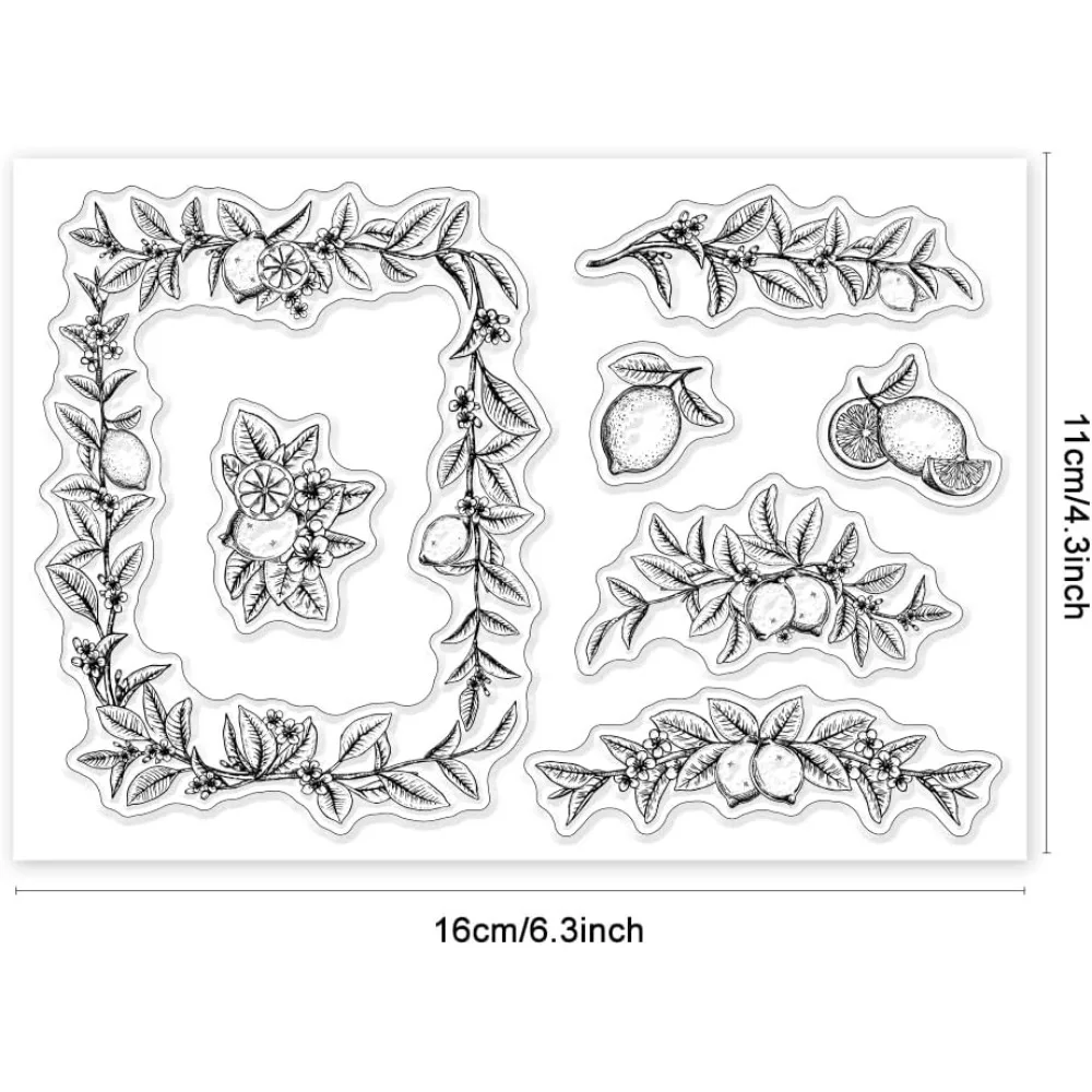 1PC Lemon Garland Clear Stamps for DIY Scrapbooking Lemon Branches Border Silicone Stamp Seals Transparent Stamp for Cards